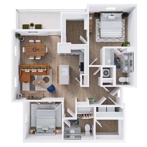 View at Manor Crossing New Apartments in Manor, Texas Two Bedroom Floor Plan